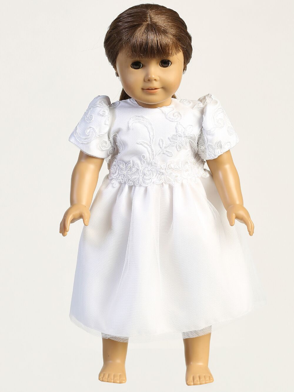 SP182Z WHT Doll dress - Corded tulle with sequins - Doll Dresses
